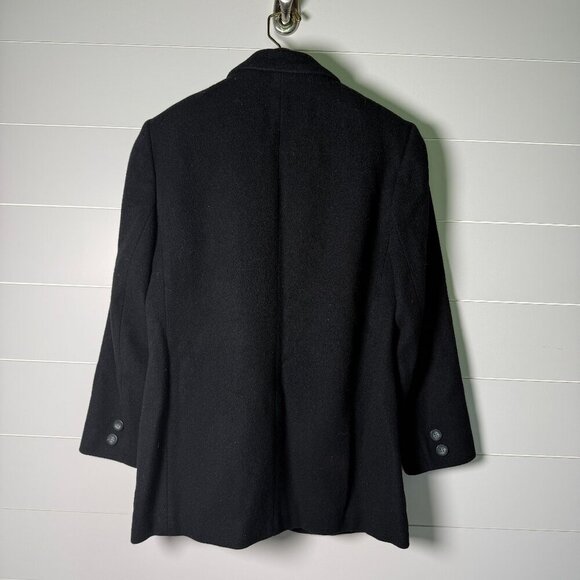 Land's End Wool Cashmere Blazer Petite 4 Single Breasted Black Coastal Career - Picture 3 of 10